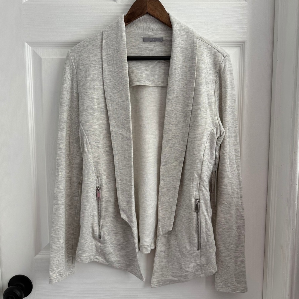 Tart Collections Women Gray Heathered Open Front Knit Blazer Jacket Small NWT